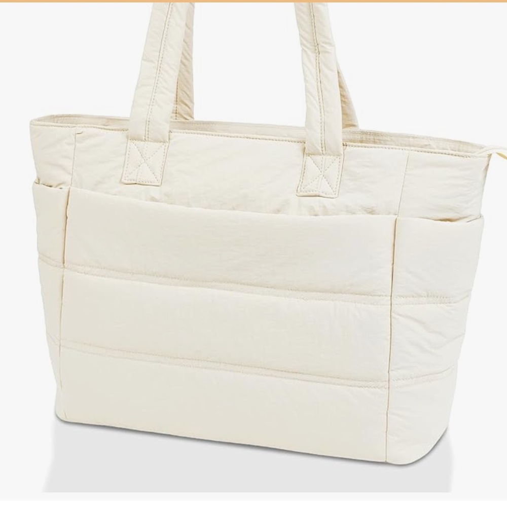 Beige Women's Puffer Tote Bag